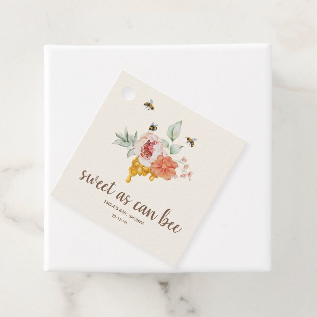 Sweet as can bee Floral Honeycomb Baby Dusche Geschenkanhänger (Beispiel)