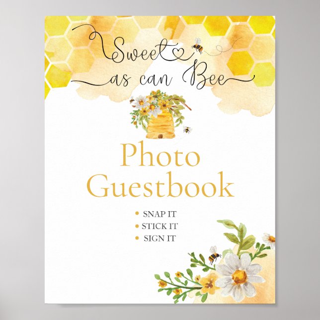 Sweet as Can Bee Foto Baby Shower Gästebuch (Vorne)
