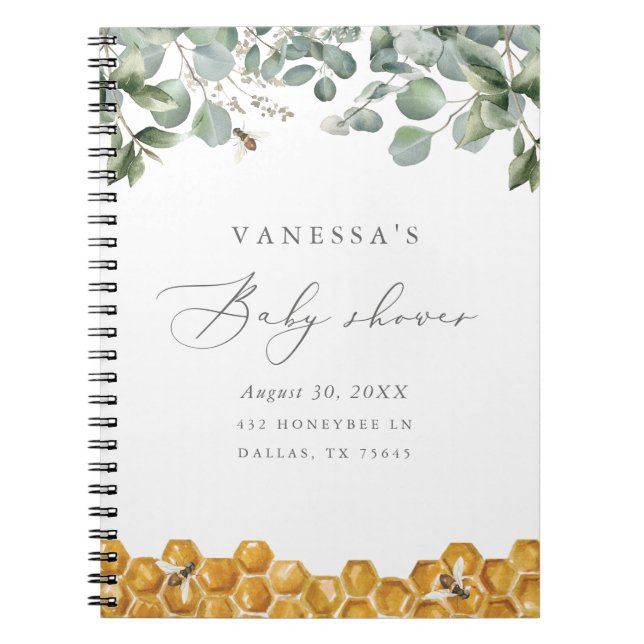 Sweet as Can Bee Greenery Baby Shower Gästebuch Notizblock (Vorderseite)