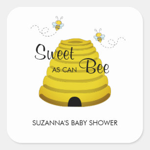 Sweet as can bee Honey Bee Hive Baby Shower Square Quadratischer Aufkleber