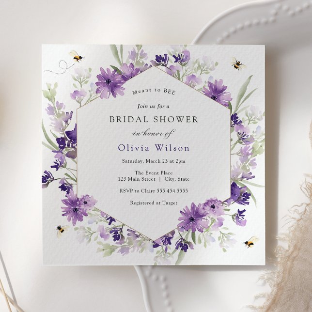 Sweet as Can Bee Lavender Bridal Shower Invitation (Créateur téléchargé)