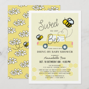 Sweet as can Bee Light Yellow Drive-by Baby Shower Einladung