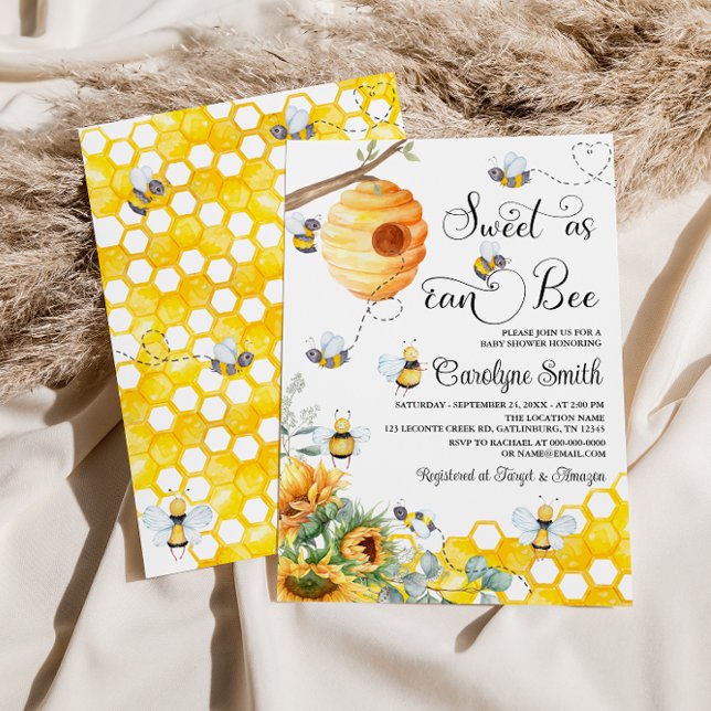 Sweet as can Bee Sunflower Baby Shower Einladung (Von Creator hochgeladen)