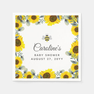 Sweet as can BEE Sunflowers Eucalyptus Baby Dusche Serviette