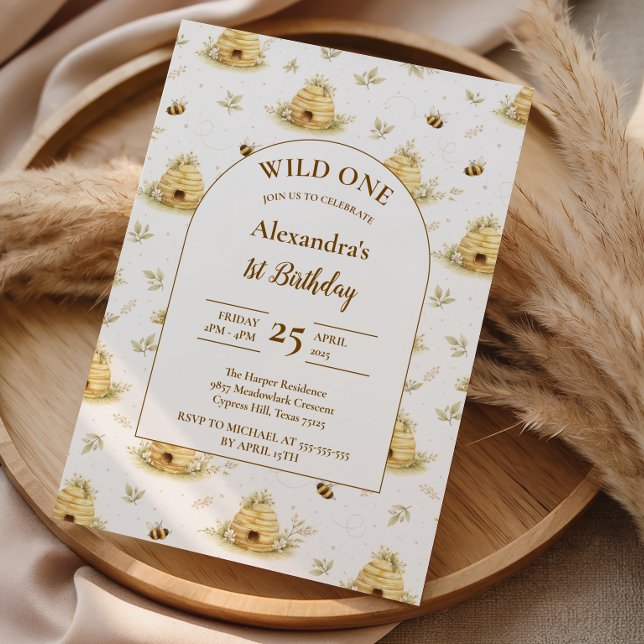 Sweet As Can Bee Wild One Birthday Einladung (Von Creator hochgeladen)