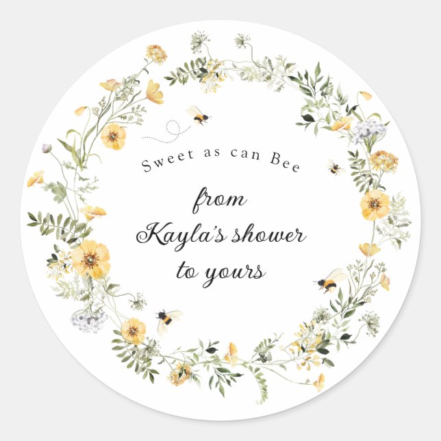 Sweet as can Bee Wildblume Baby Shower Sticker (Vorderseite)