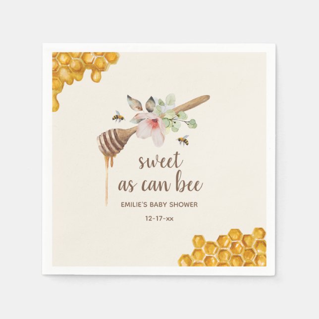 Sweet as Can bekommt eine Baby-Dusche aus Blumenho Serviette (Vorderseite)
