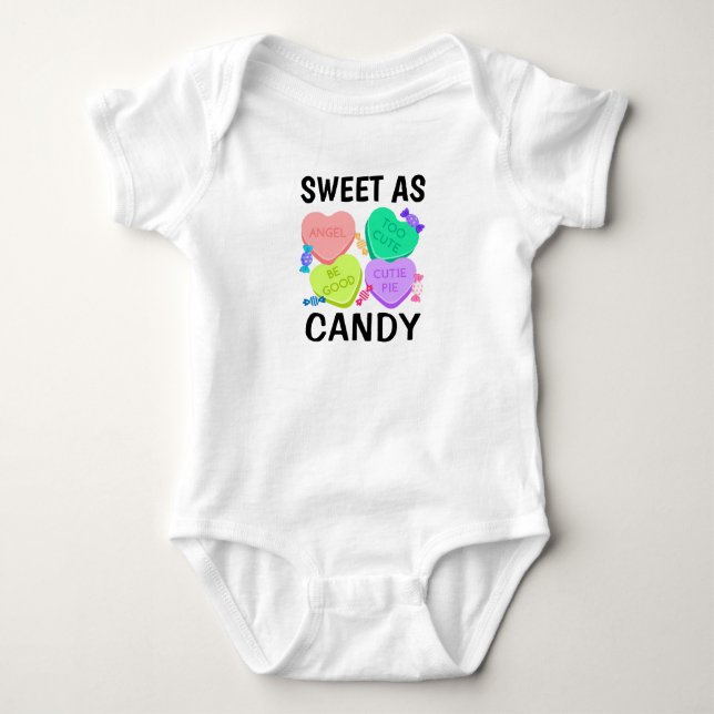 Sweet as Candy Valentine's Day Baby Bodysuit Strampler (Vorderseite)