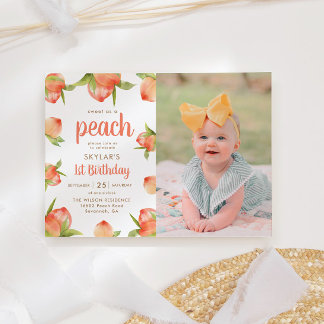 Sweet as Peach 1. Geburtstag Foto Einladung
