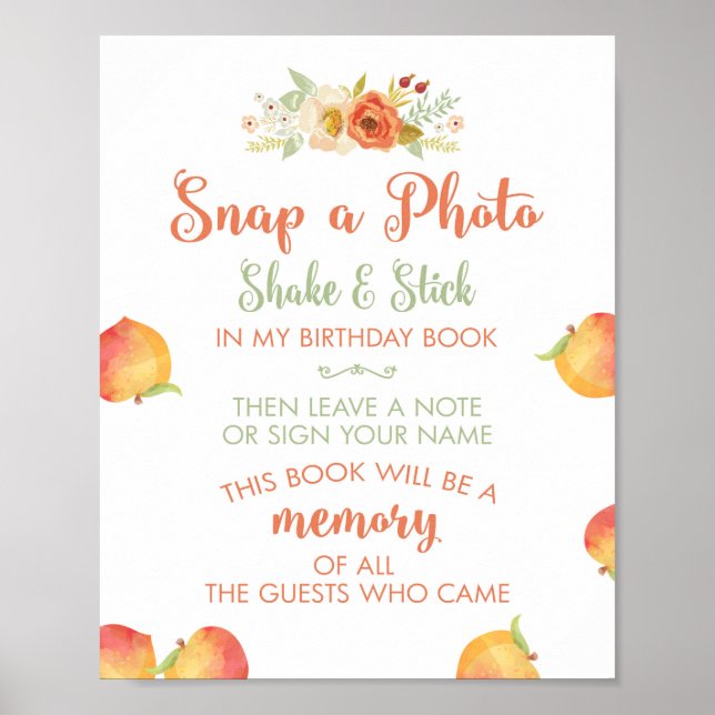 Sweet as Peach Foto Selfie Sign Poster (Vorne)