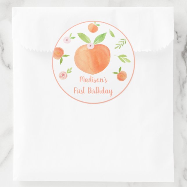 Sweet as Peach Geburtstag Runder Aufkleber (Tasche)