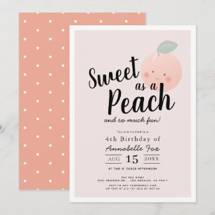 Sweet as Peach Niedlich Kawaii Girl Birthday Einladung