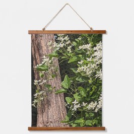 Sweet Autumn Clematis Floral Wandteppich Mit Holzrahmen