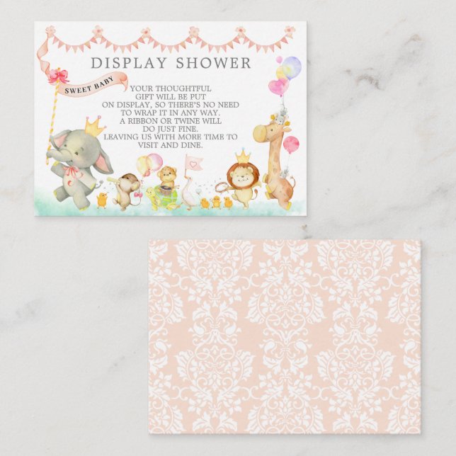 Sweet Baby Animals Parade Babydusche Geschenkidee Begleitkarte (Vorne/Hinten)