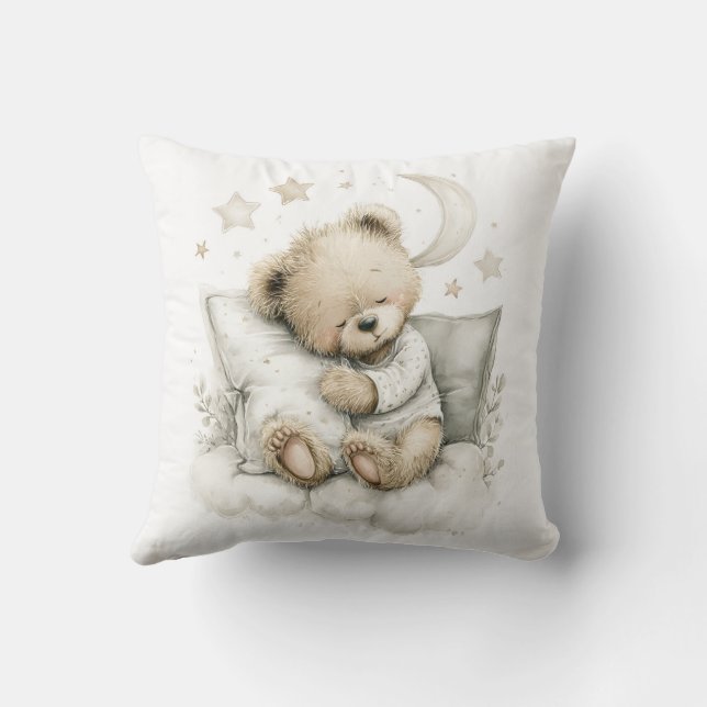 Sweet baby bear fast asleep on fluffy clouds kissen (Rückseite)