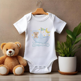 Sweet Baby Bear in Paper Boat Strampler
