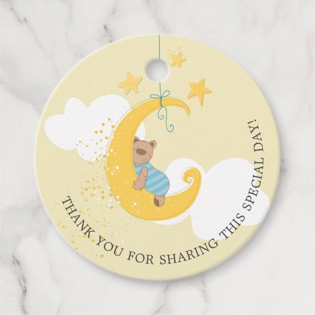 Sweet Baby Bear Moon Babydusche Vielen Dank Geschenkanhänger (Vorderseite)