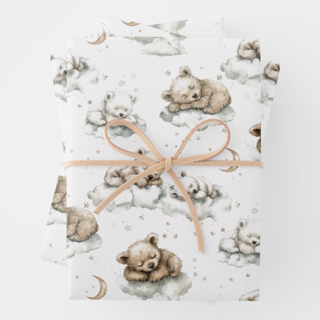 Sweet baby bears fast asleep on fluffy clouds geschenkpapier set (Beispiel)