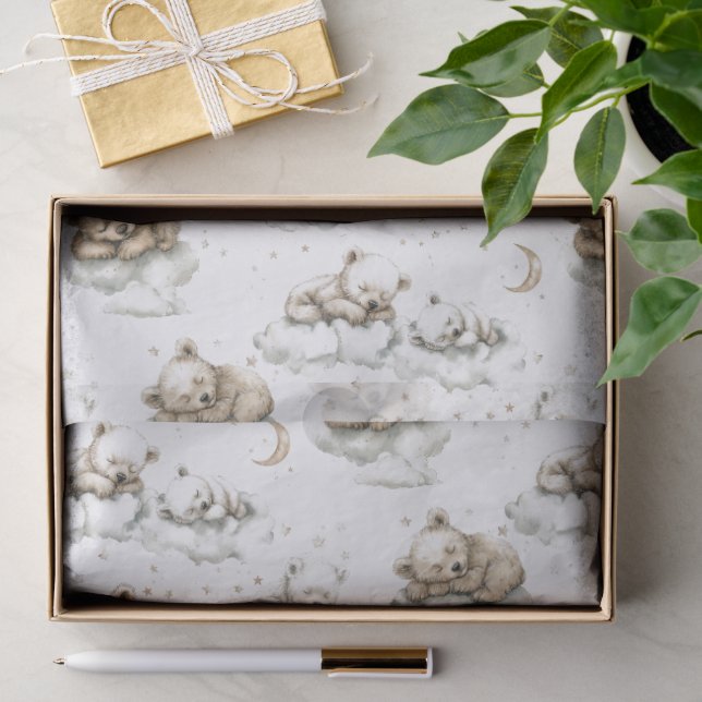 Sweet baby bears fast asleep on fluffy clouds seidenpapier (Geschenk)