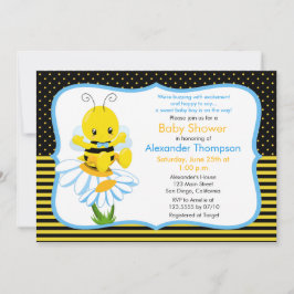 Sweet Baby Bee Boy Baby Shower Einladung