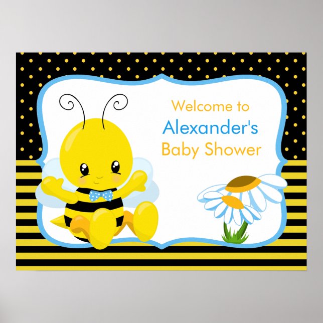 Sweet Baby Bee Boy Baby Shower Poster (Vorne)