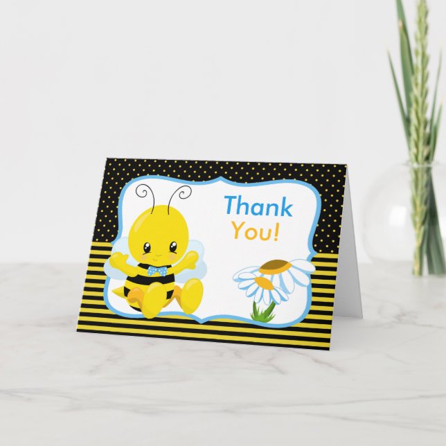 Sweet Baby Bee Boy Danke-Card Dankeskarte (Vorderseite)