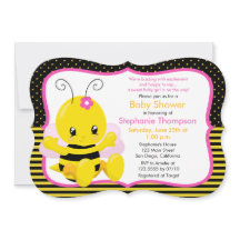 Sweet Baby Bee Girl Babydusche Einladung