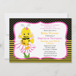 Sweet Baby Bee Girl Babydusche Einladung