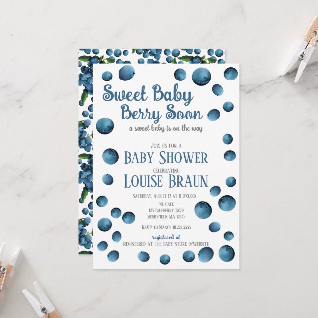 Sweet Baby Berry Soon Baby Shower Einladung (Vorderseite/Rückseite Beispiel)