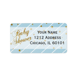 Sweet Baby Boy Blue & Gold Confetti | Babydusche Adressaufkleber
