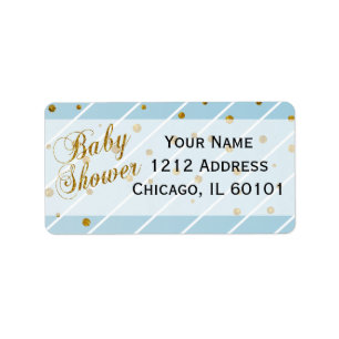 Sweet Baby Boy Blue & Gold Confetti   Babydusche Adressaufkleber