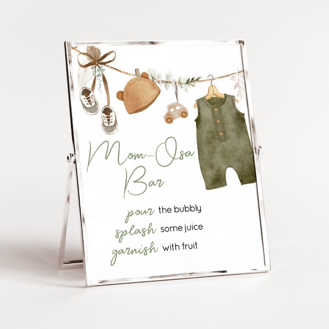 Sweet Baby Boy Boho Kleidung Babydusche MomOsa Bar Poster (Boho Clothes Sweet Baby Boy Baby Shower Mom Osa Bar Sign)