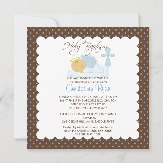 Sweet Baby Boy & Cross Holy Taufe-Tipp Einladung (Vorderseite)