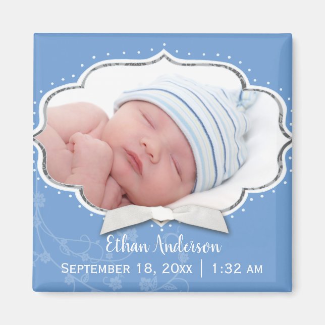 Sweet Baby Boy Foto Geburtsankündigung Magnet (Vorne)