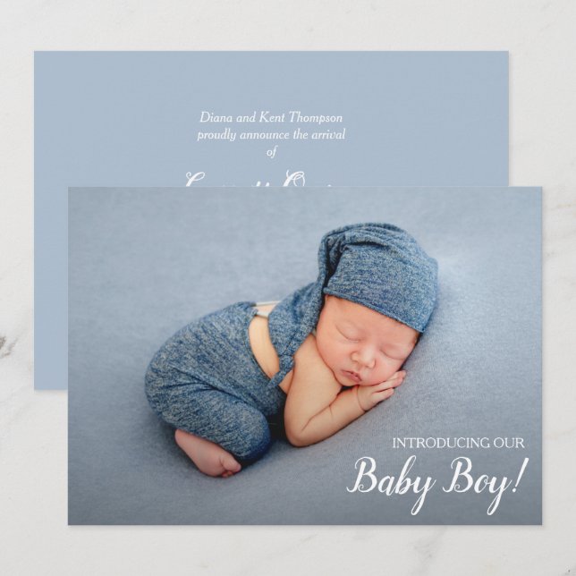 Sweet Baby Boy Foto Geburtshinweise (Vorne/Hinten)
