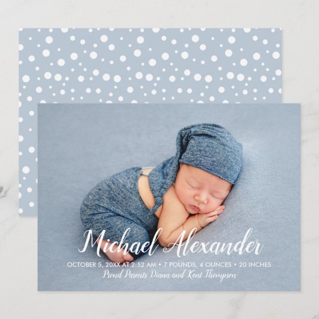 Sweet Baby Boy Foto Geburtshinweise (Vorne/Hinten)