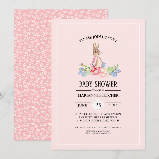 Sweet Baby Bunny | Kaninchendusche Einladung (Vorne/Hinten)