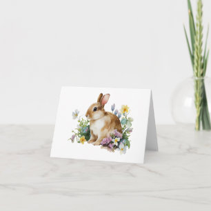 Sweet Baby Bunny Rabbit in Blume Field BLANK Karte