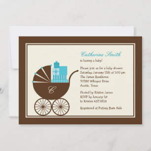 Sweet Baby Carriage Baby Shooter Einladung - Blue