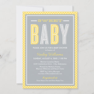 Sweet Baby Chic Typ Gelb und Gray Baby Dusche Einladung