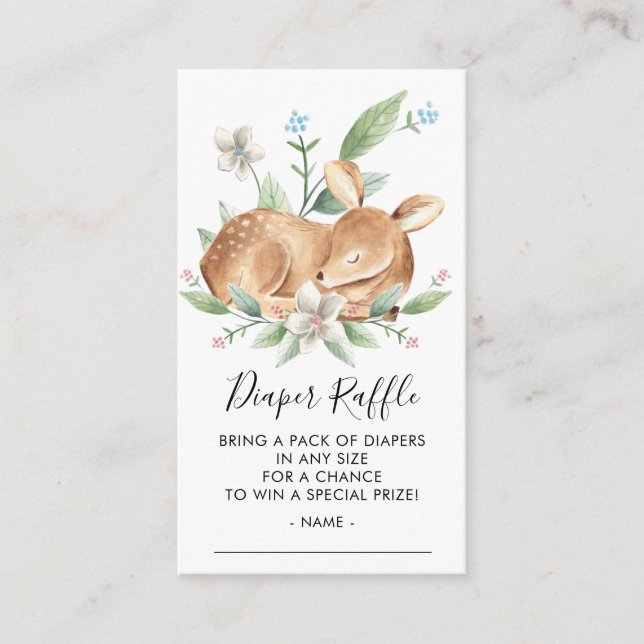 Sweet Baby Deer Diaper Raffle Ticket Begleitkarte (Vorderseite)