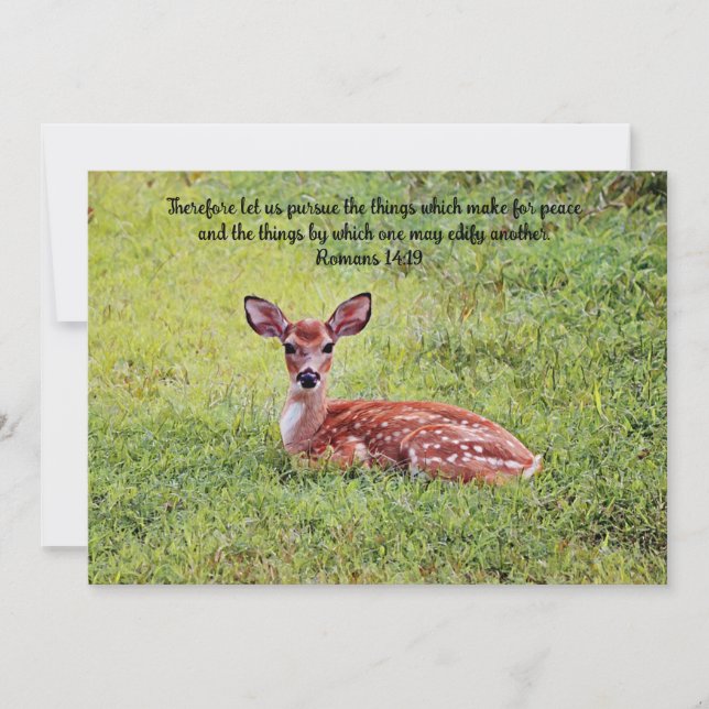 Sweet Baby Deer Fawn Art Bible Verse Flat Card Dankeskarte (Vorderseite)