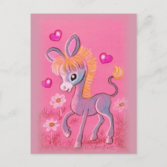 Sweet Baby Donkey mit Herz Postkarte (Vorderseite)