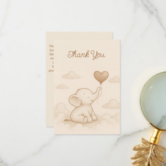 Sweet Baby Elephant Baby Dusche Danke Karte (Vorderseite/Rückseite Beispiel)
