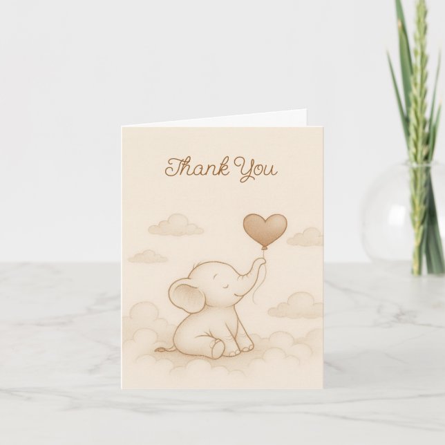 Sweet Baby Elephant Baby shower Carte de remerciem (Devant)