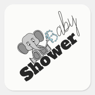 Sweet Baby Elephant, Babydusche Quadratischer Aufkleber