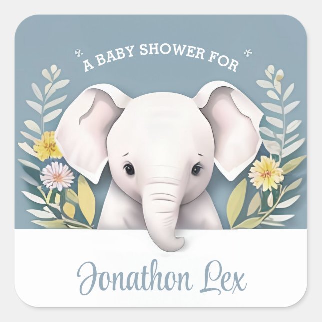 Sweet Baby Elephant Quadratischer Aufkleber (Vorderseite)