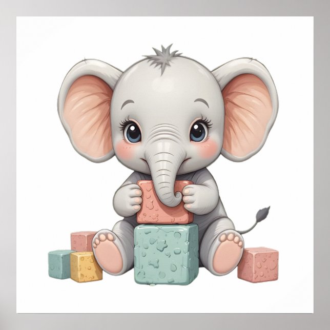 Sweet Baby Elephant Wall Art - Kinderzimmer Poster (Vorne)