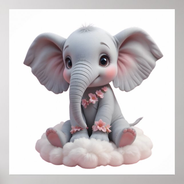 Sweet Baby Elephant Wall Art - Poster de pépinière (Devant)