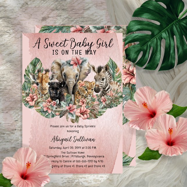Sweet Baby Girals Tropical Safari Sprinkle Einladung (Von Creator hochgeladen)
